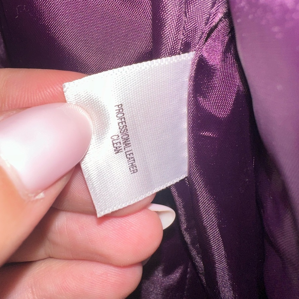 Metrostyle Women’s Purple Leather Trench Coat - Picture 3 of 5